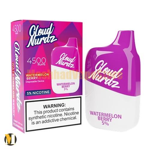 پاد یکبار مصرف هندوانه تمشک کلود نوردز <br><span>Cloud Nurdz Watermelon Berry 4500 Puff</span>