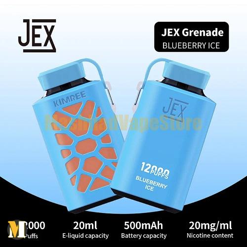 پاد یکبار مصرف بلوبری یخ جکس گرینید مدل KIMREE <br><span>JEX Grenade Blueberry Ice 12000 puffs</span>